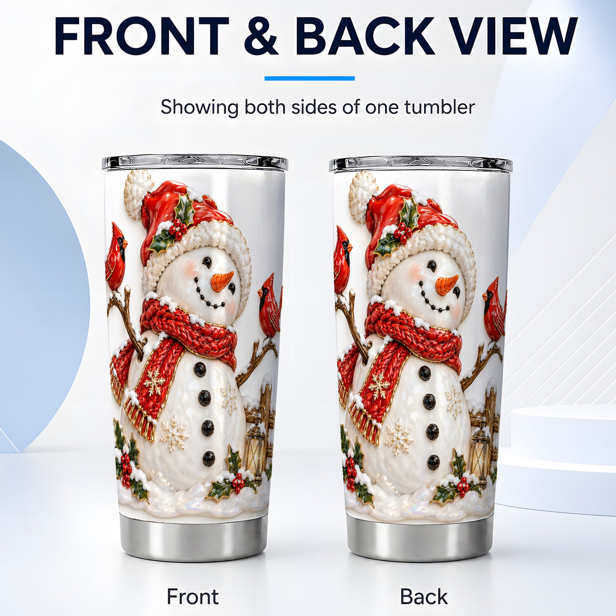 #pl[20oz|Steel] Holiday Snowman Tumbler 20oz, Cardinal Tumbler, Stainless Steel Travel Cup