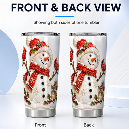 #pl[20oz|Steel] Holiday Snowman Tumbler 20oz, Cardinal Tumbler, Stainless Steel Travel Cup