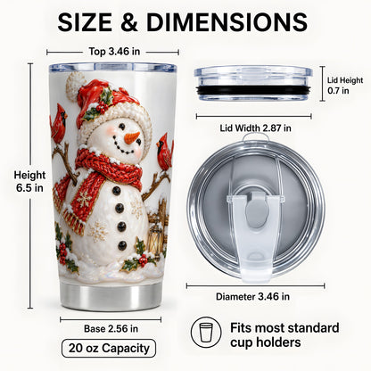 #pl[20oz|Steel] Holiday Snowman Tumbler 20oz, Cardinal Tumbler, Stainless Steel Travel Cup
