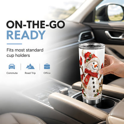 Holiday Snowman Tumbler 20oz, Cardinal Tumbler, Stainless Steel Travel Cup