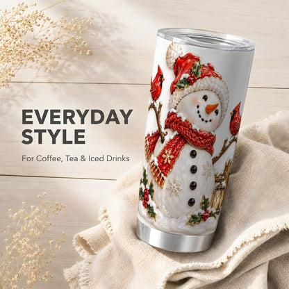Holiday Snowman Tumbler 20oz, Cardinal Tumbler, Stainless Steel Travel Cup