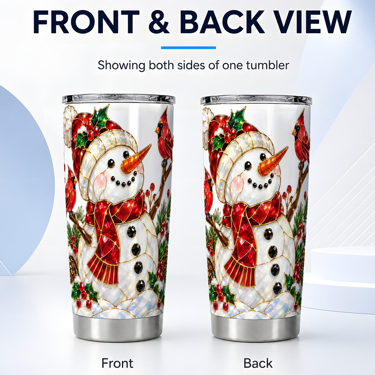 #pl[20oz|Steel] Gemstone Snowman Tumbler 20oz, Cardinal Tumbler, Stainless Steel Travel Cup