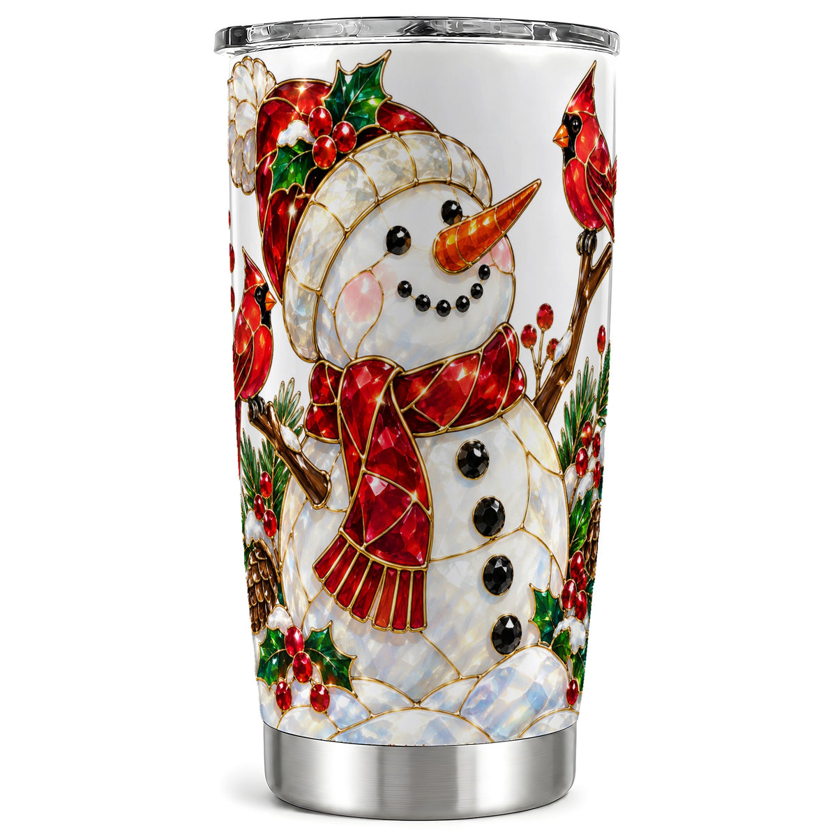 Gemstone Snowman Tumbler 20oz, Cardinal Tumbler, Stainless Steel Travel Cup
