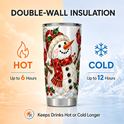 Gemstone Snowman Tumbler 20oz, Cardinal Tumbler, Stainless Steel Travel Cup