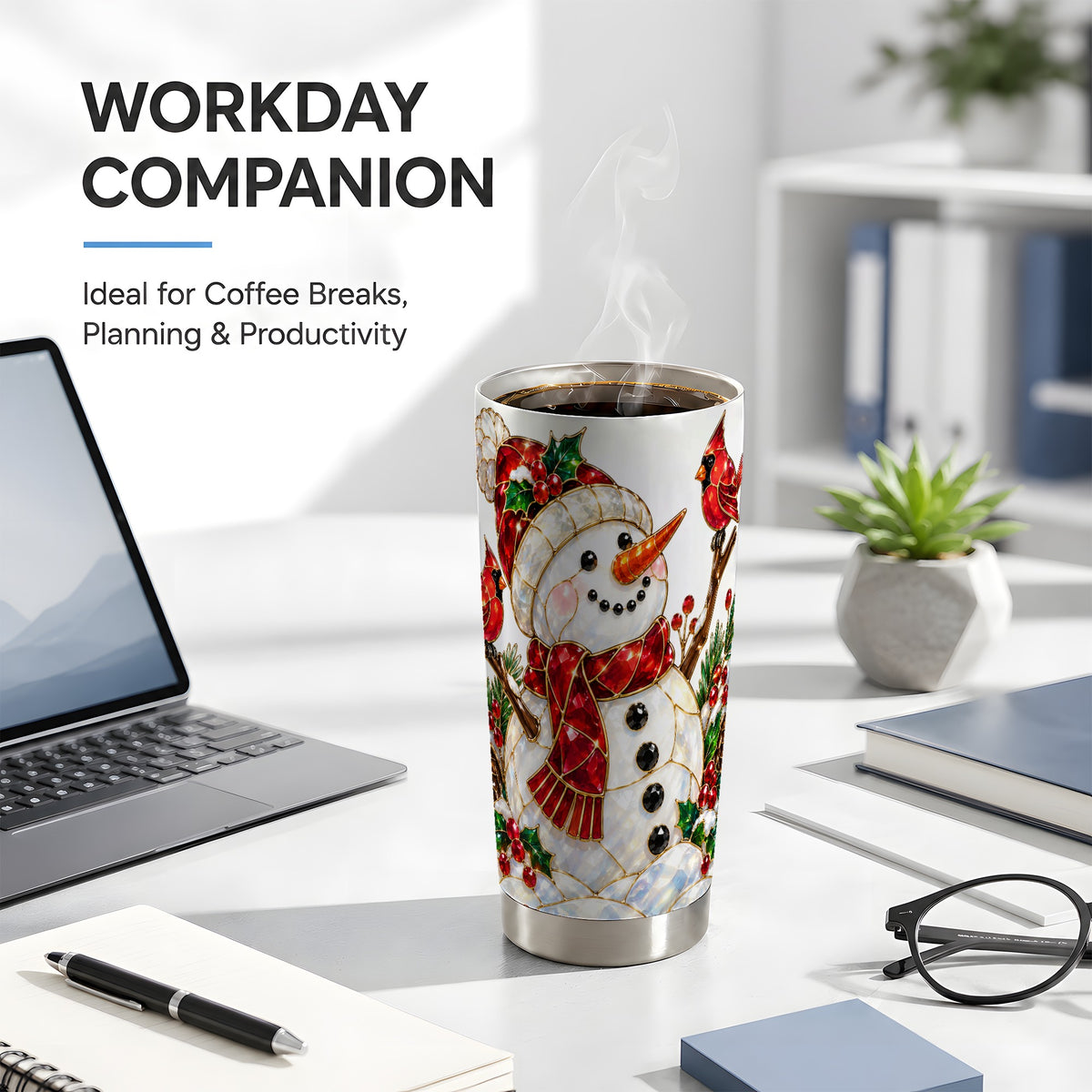 Gemstone Snowman Tumbler 20oz, Cardinal Tumbler, Stainless Steel Travel Cup