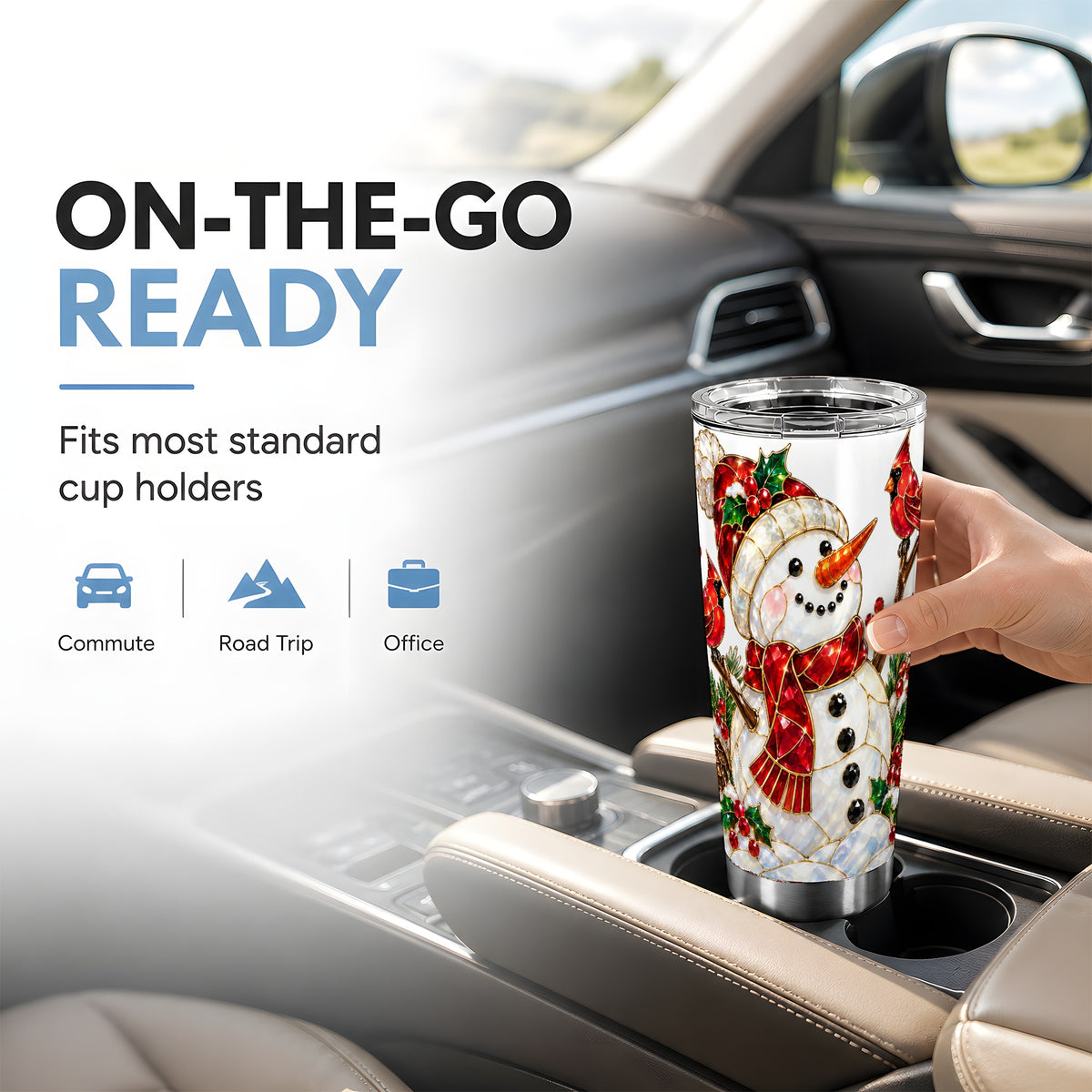 Gemstone Snowman Tumbler 20oz, Cardinal Tumbler, Stainless Steel Travel Cup