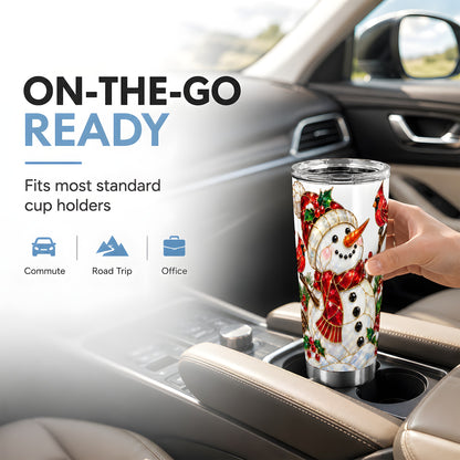 Gemstone Snowman Tumbler 20oz, Cardinal Tumbler, Stainless Steel Travel Cup