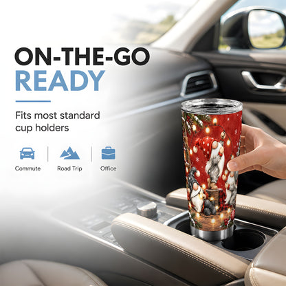 Gnome Lights Tumbler 20oz, Holiday Tumbler, Stainless Steel Travel Cup