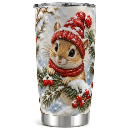 Winter Mouse Tumbler 20oz, Woodland Tumbler, Stainless Steel Travel Cup