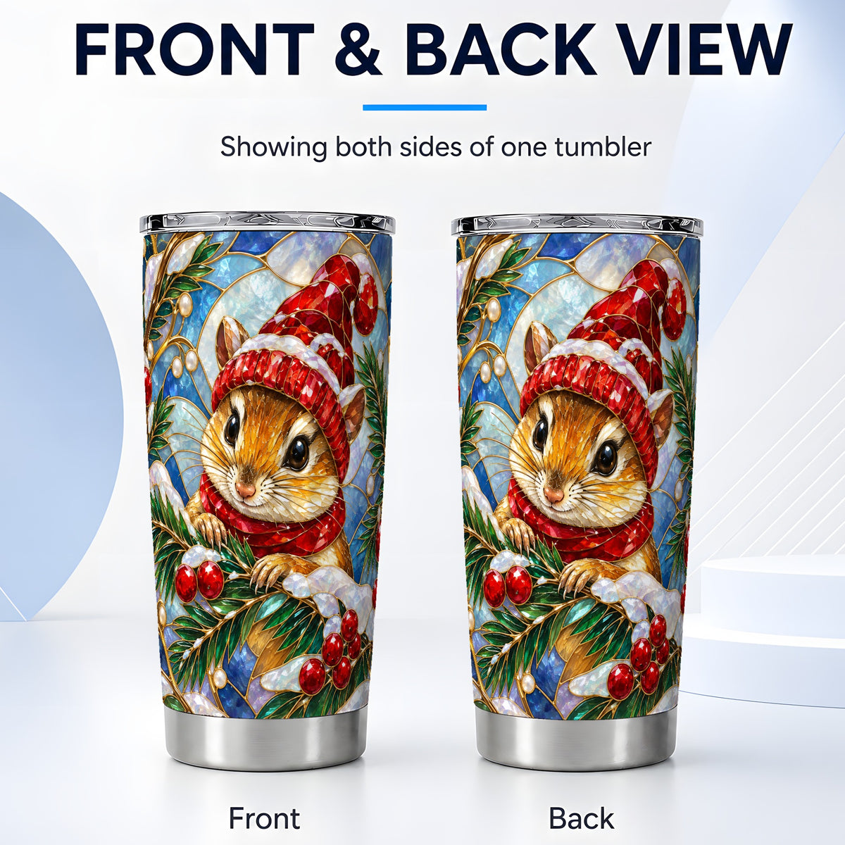 #pl[20oz|Steel] Glass Mouse Tumbler 20oz, Winter Tumbler, Stainless Steel Travel Cup