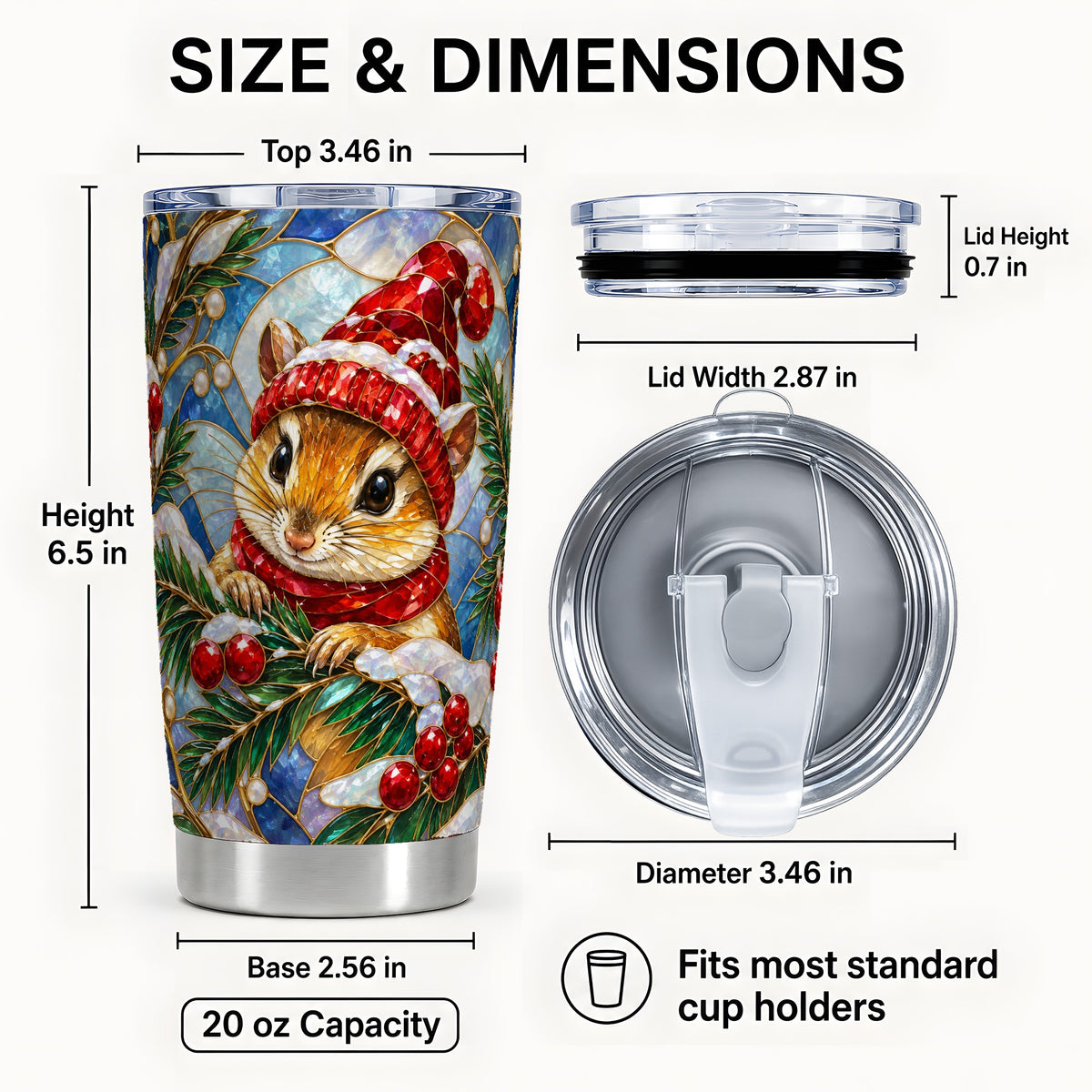 #pl[20oz|Steel] Glass Mouse Tumbler 20oz, Winter Tumbler, Stainless Steel Travel Cup