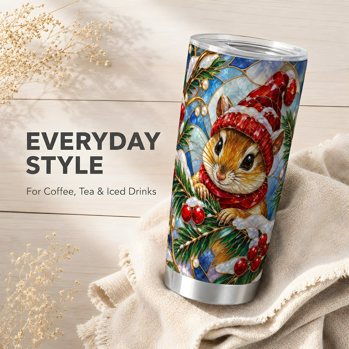 Glass Mouse Tumbler 20oz, Winter Tumbler, Stainless Steel Travel Cup