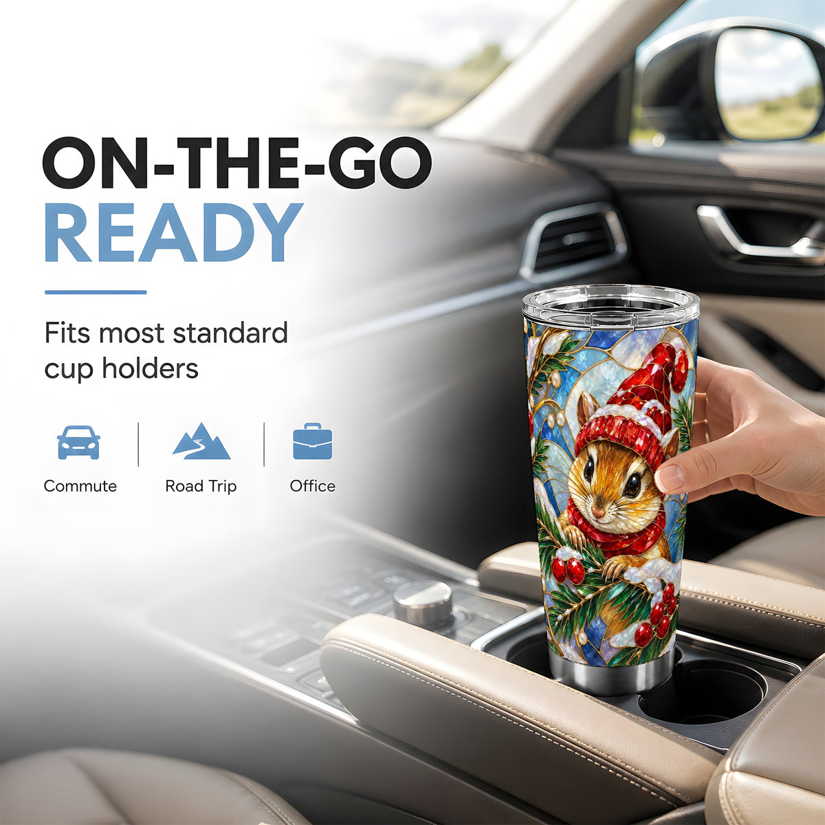 Glass Mouse Tumbler 20oz, Winter Tumbler, Stainless Steel Travel Cup
