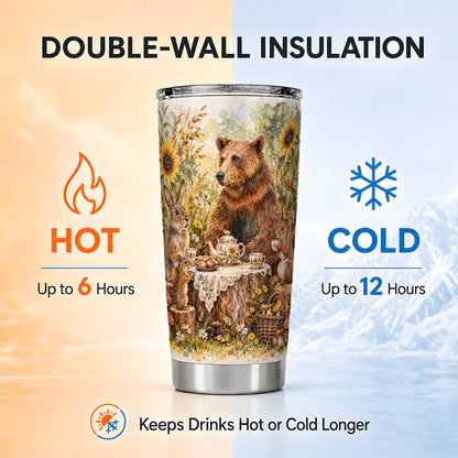 Woodland Tea Party Tumbler 20oz, Forest Tumbler, Stainless Steel Travel Cup