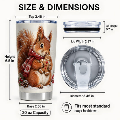 #pl[20oz|Steel] Snowy Squirrel Tumbler 20oz, Cookie Tumbler, Stainless Steel Travel Cup