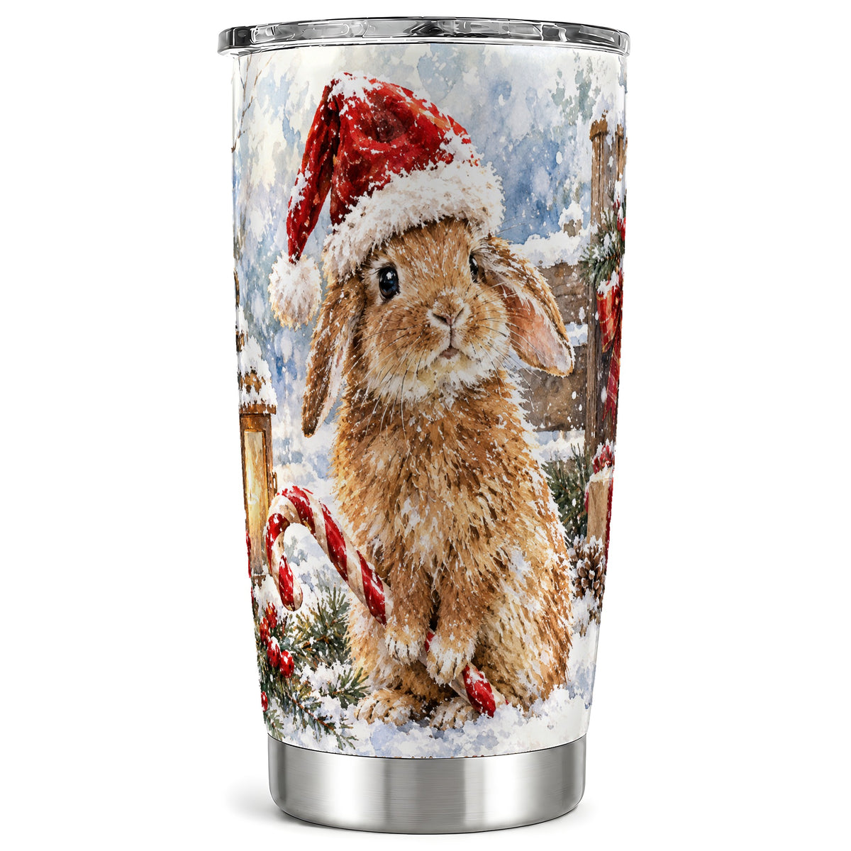 Bunny Tumbler 20oz, Rabbit Tumbler, Winter Stainless Steel Travel Cup