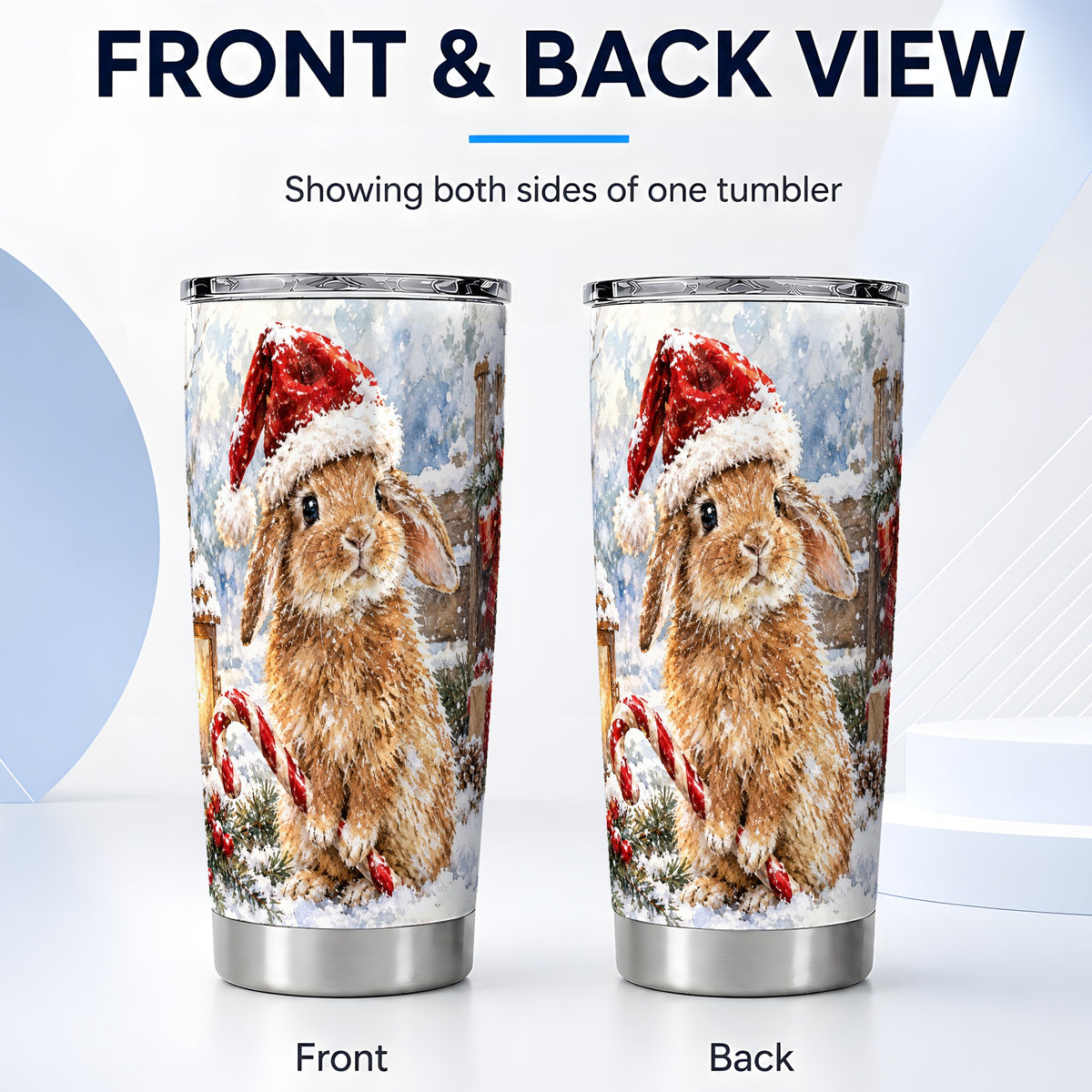 #pl[20oz|Steel] Bunny Tumbler 20oz, Rabbit Tumbler, Winter Stainless Steel Travel Cup