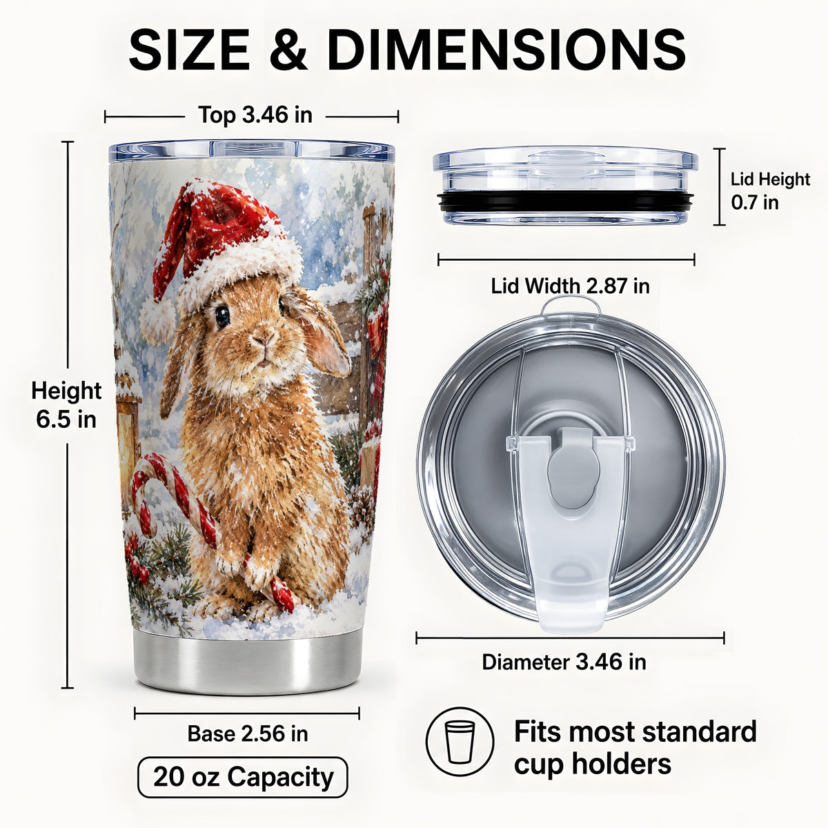 #pl[20oz|Steel] Bunny Tumbler 20oz, Rabbit Tumbler, Winter Stainless Steel Travel Cup