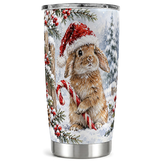 Winter Bunny Tumbler 20oz, Rabbit Tumbler, Stainless Steel Travel Cup