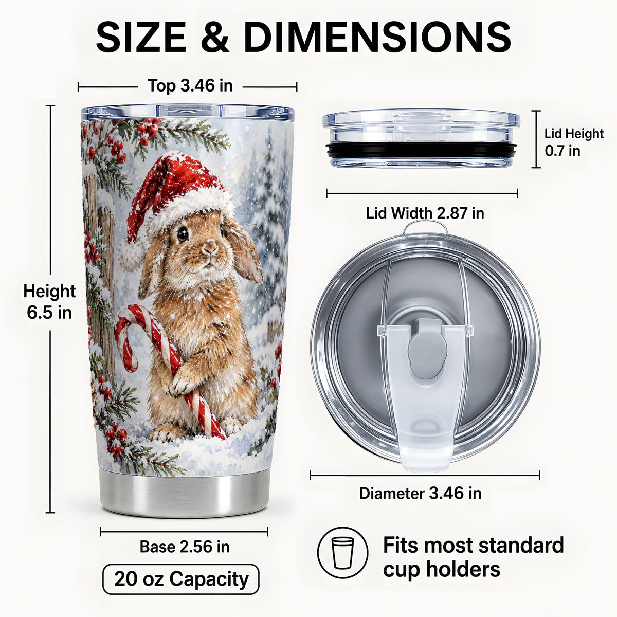 #pl[20oz|Steel] Winter Bunny Tumbler 20oz, Rabbit Tumbler, Stainless Steel Travel Cup