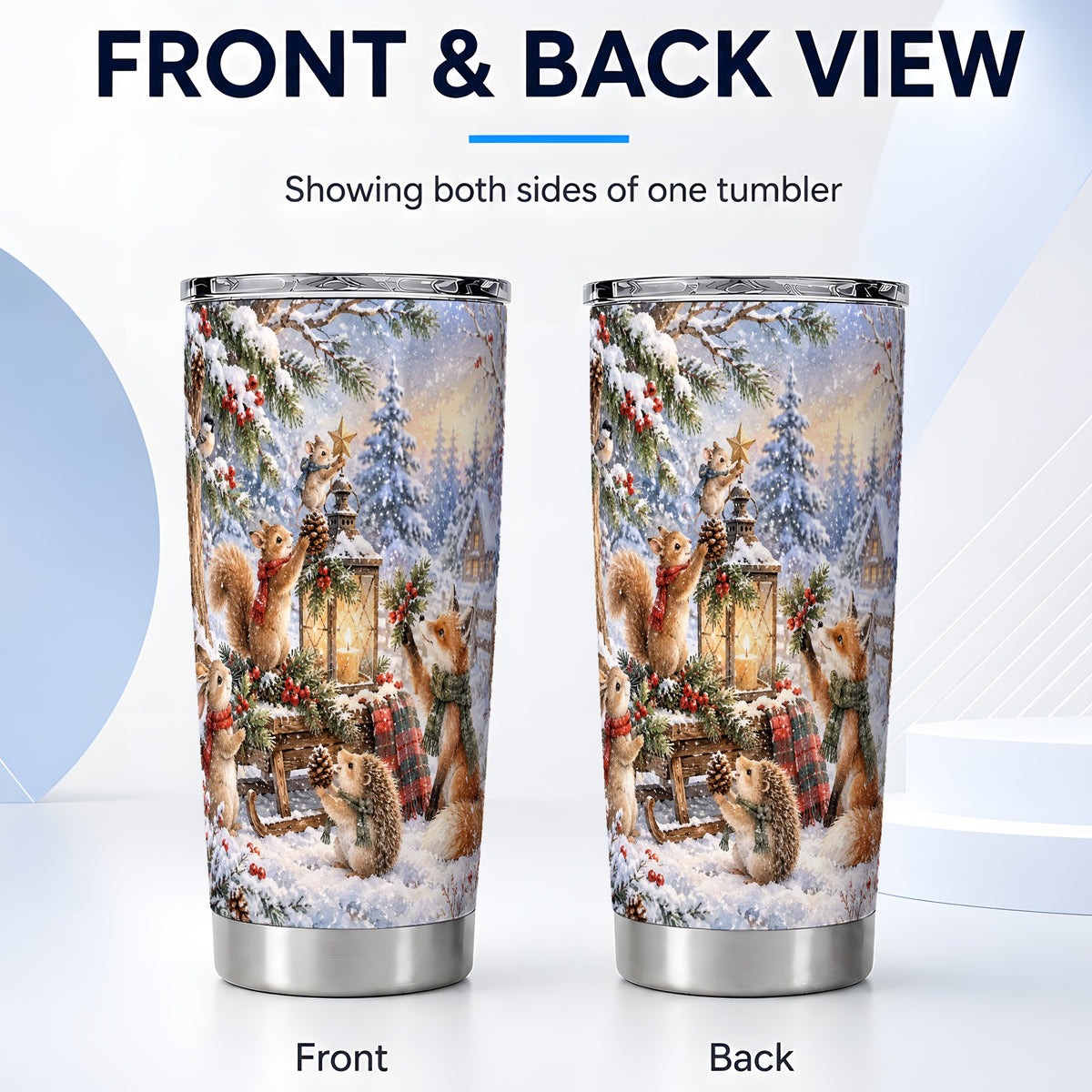 #pl[20oz|Steel] Woodland Tumbler 20oz, Winter Animals Tumbler, Stainless Steel Travel Cup