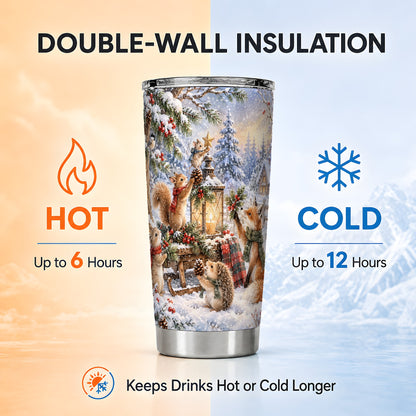 Woodland Tumbler 20oz, Winter Animals Tumbler, Stainless Steel Travel Cup