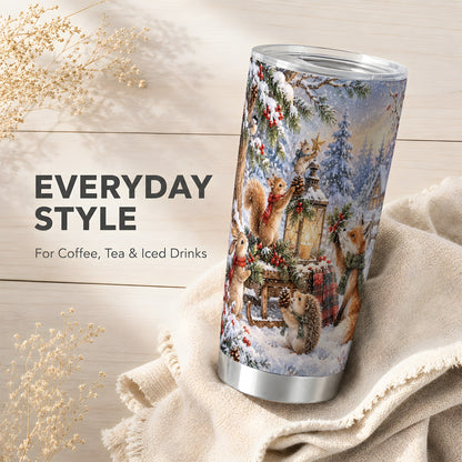 Woodland Tumbler 20oz, Winter Animals Tumbler, Stainless Steel Travel Cup