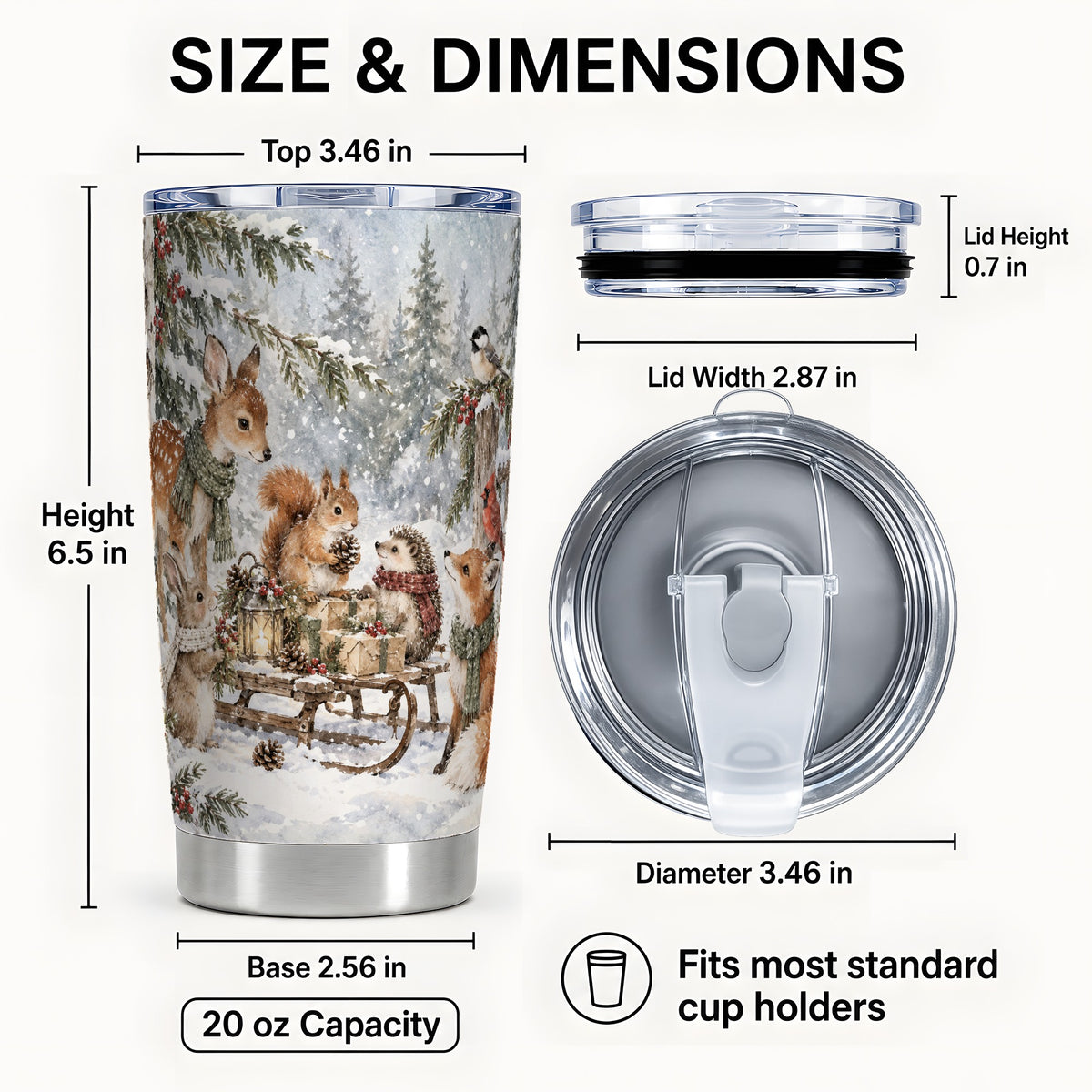 #pl[20oz|Steel] Woodland Tumbler 20oz, Forest Animals Tumbler, Stainless Steel Travel Cup
