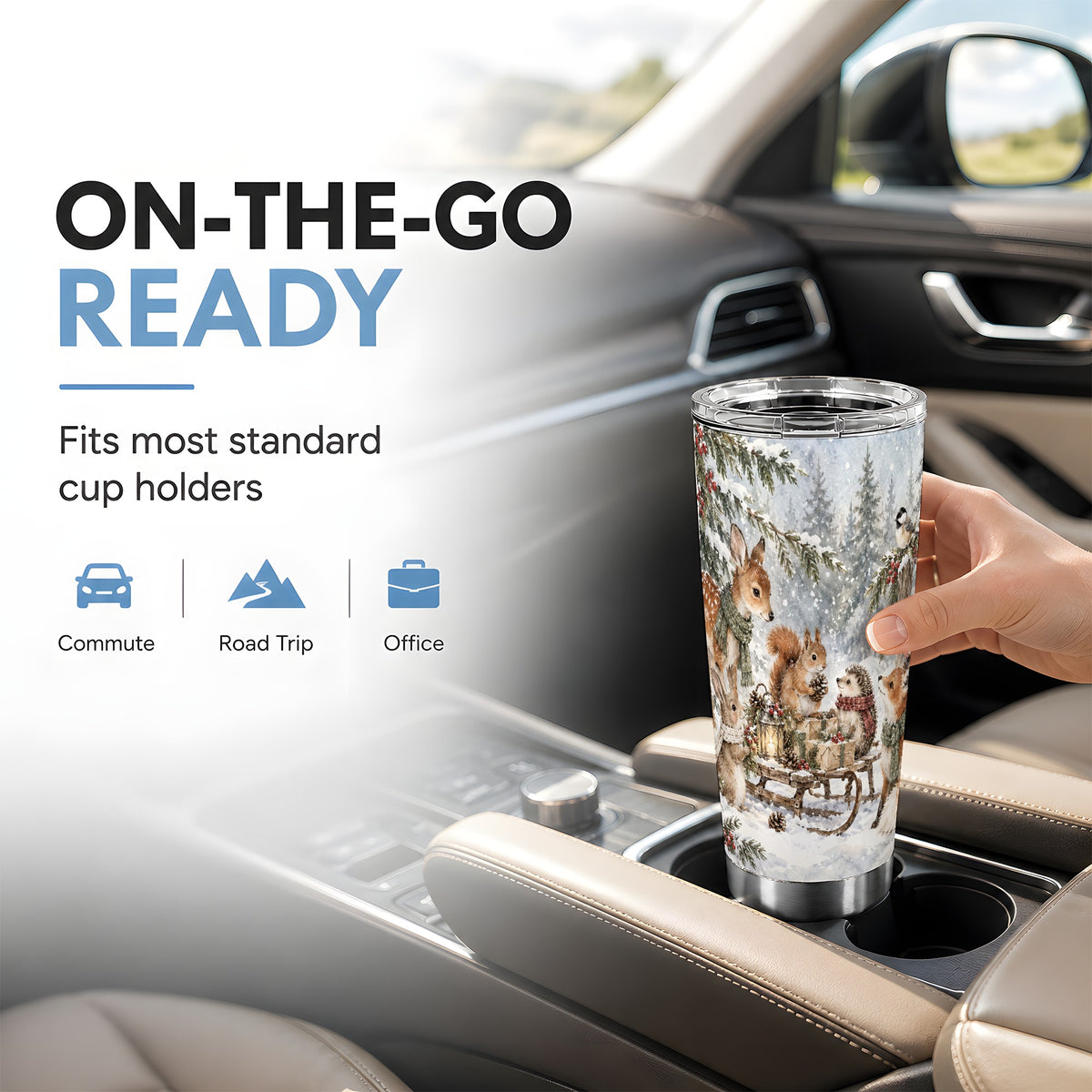Woodland Tumbler 20oz, Forest Animals Tumbler, Stainless Steel Travel Cup