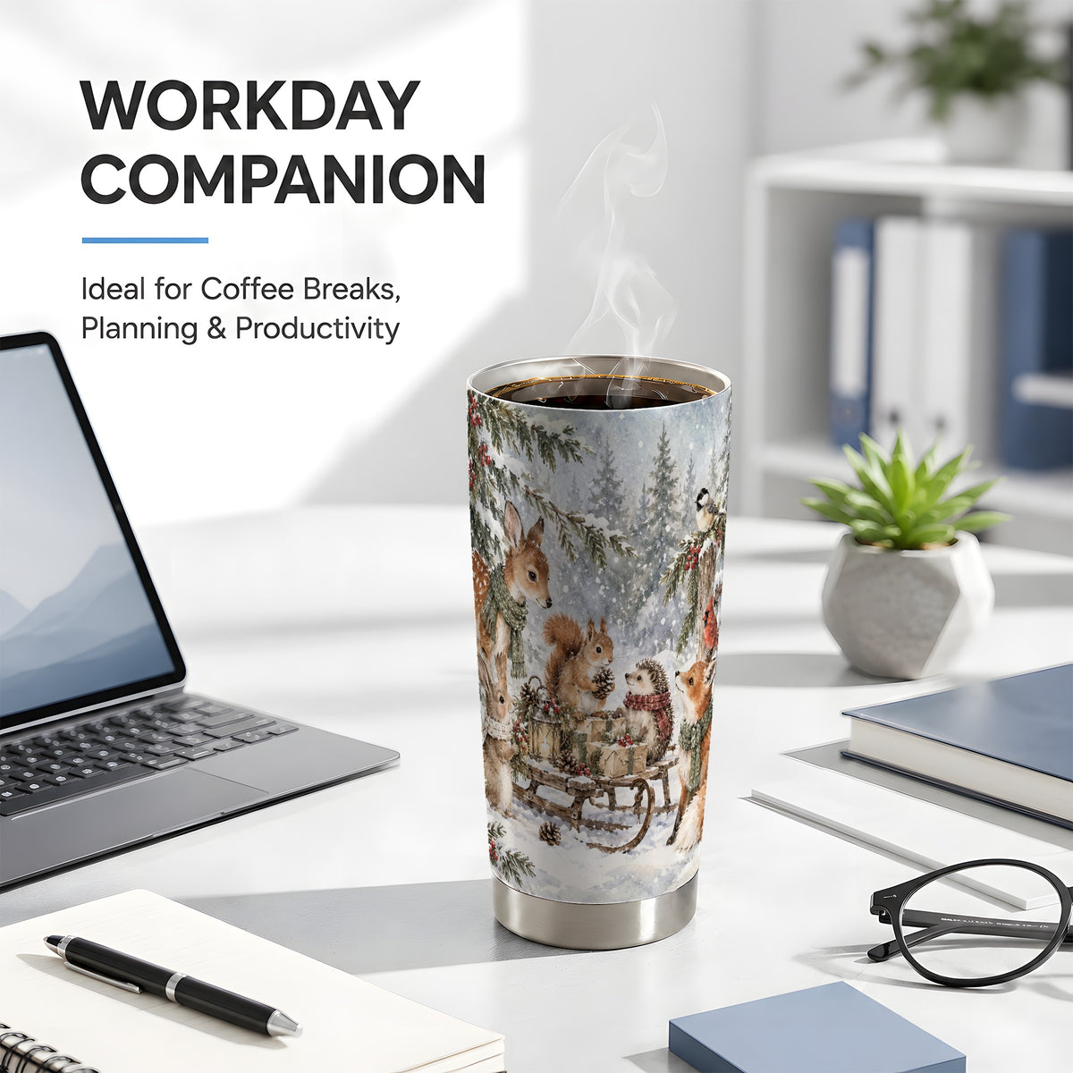 Woodland Tumbler 20oz, Forest Animals Tumbler, Stainless Steel Travel Cup
