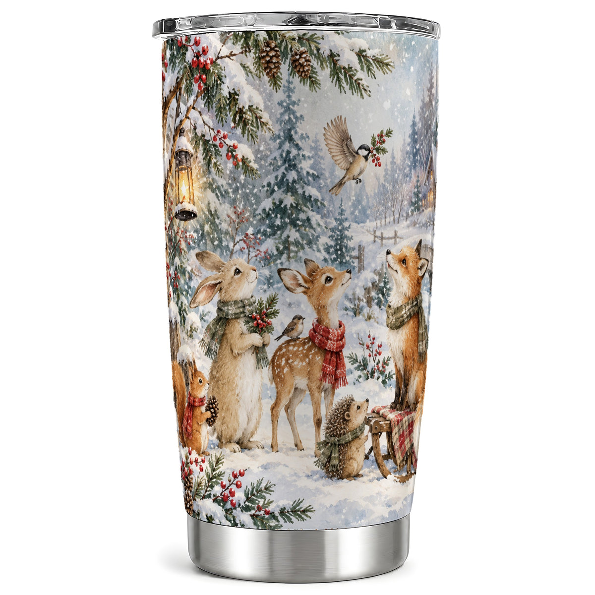 Woodland Tumbler 20oz, Forest Animals Tumbler, Stainless Steel Travel Cup