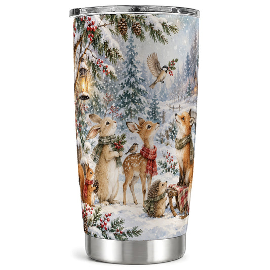 Woodland Tumbler 20oz, Forest Animals Tumbler, Stainless Steel Travel Cup