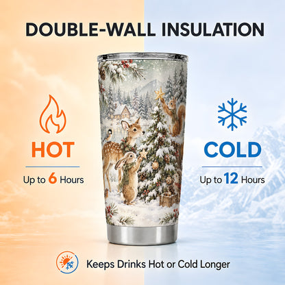 Winter Animals Tumbler 20oz, Woodland Tumbler, Stainless Steel Travel Cup