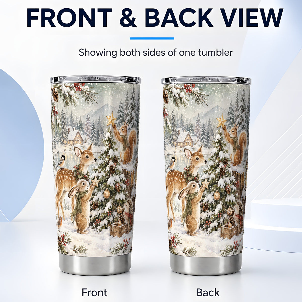 #pl[20oz|Steel] Winter Animals Tumbler 20oz, Woodland Tumbler, Stainless Steel Travel Cup