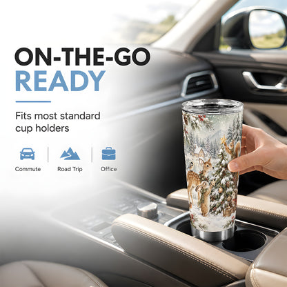 Winter Animals Tumbler 20oz, Woodland Tumbler, Stainless Steel Travel Cup