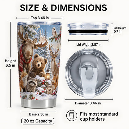 #pl[20oz|Steel] Forest Animals Tumbler 20oz, Winter Tumbler, Stainless Steel Travel Cup