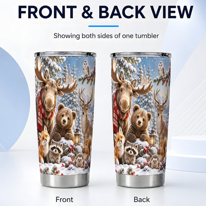 #pl[20oz|Steel] Forest Animals Tumbler 20oz, Winter Tumbler, Stainless Steel Travel Cup