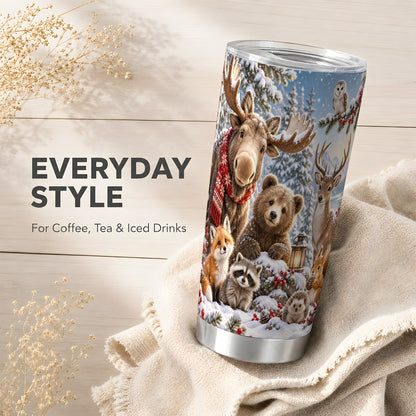 Forest Animals Tumbler 20oz, Winter Tumbler, Stainless Steel Travel Cup