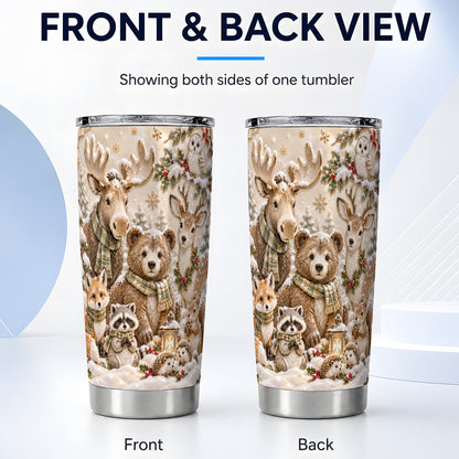 #pl[20oz|Steel] Woodland Tumbler 20oz, Winter Animals Tumbler, Stainless Steel Travel Cup