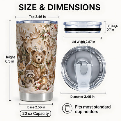 #pl[20oz|Steel] Woodland Tumbler 20oz, Winter Animals Tumbler, Stainless Steel Travel Cup