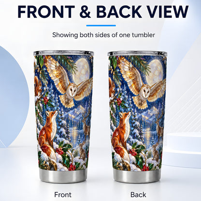 #pl[20oz|Steel] Stained Glass Tumbler 20oz, Winter Animals, Stainless Steel Travel Cup