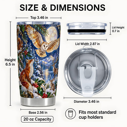 #pl[20oz|Steel] Stained Glass Tumbler 20oz, Winter Animals, Stainless Steel Travel Cup