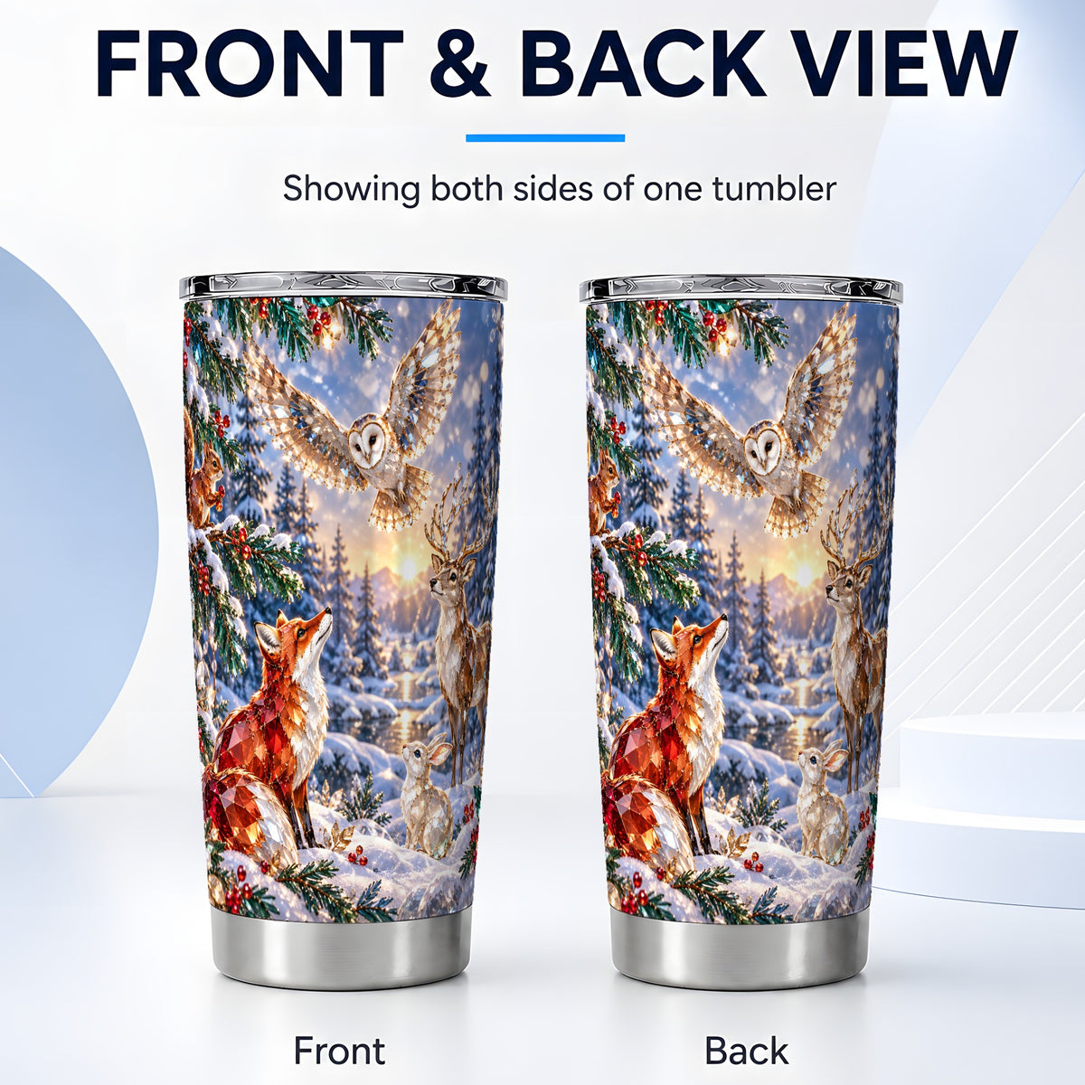 #pl[20oz|Steel] Winter Woodland Tumbler 20oz, Wildlife Tumbler, Stainless Steel Travel Cup