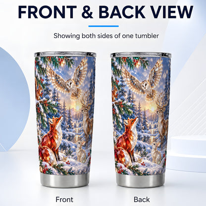 #pl[20oz|Steel] Winter Woodland Tumbler 20oz, Wildlife Tumbler, Stainless Steel Travel Cup
