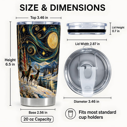 #pl[20oz|Steel] Starry Deer Tumbler 20oz, Celestial Tumbler, Stainless Steel Travel Cup