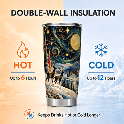 Starry Deer Tumbler 20oz, Celestial Tumbler, Stainless Steel Travel Cup