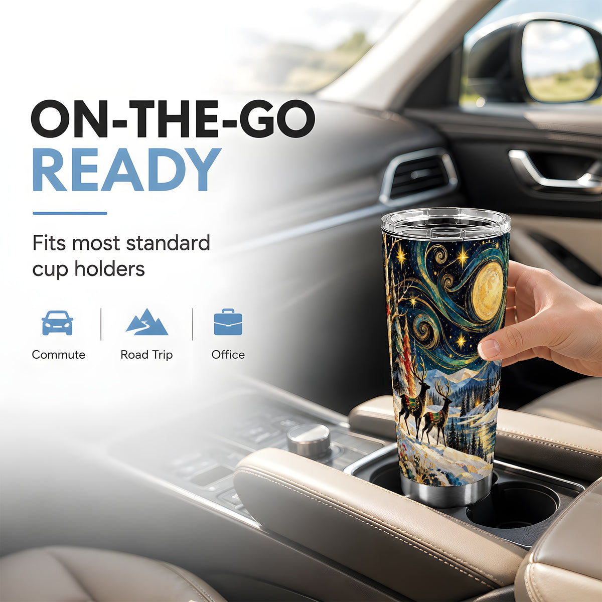 Starry Deer Tumbler 20oz, Celestial Tumbler, Stainless Steel Travel Cup