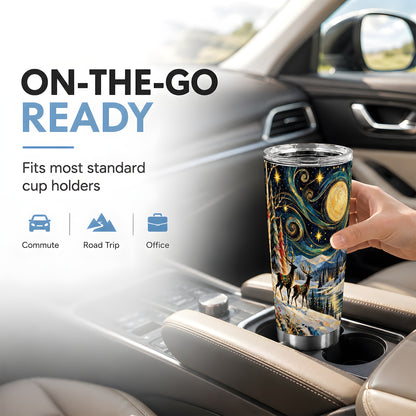 Starry Deer Tumbler 20oz, Celestial Tumbler, Stainless Steel Travel Cup