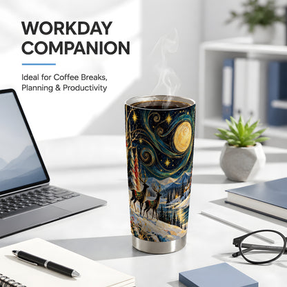 Starry Deer Tumbler 20oz, Celestial Tumbler, Stainless Steel Travel Cup