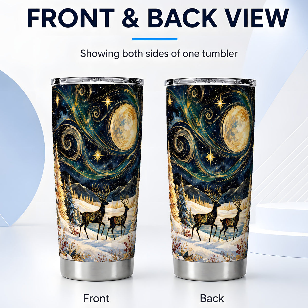 #pl[20oz|Steel] Deer Tumbler 20oz, Winter Forest Tumbler, Stainless Steel Travel Cup